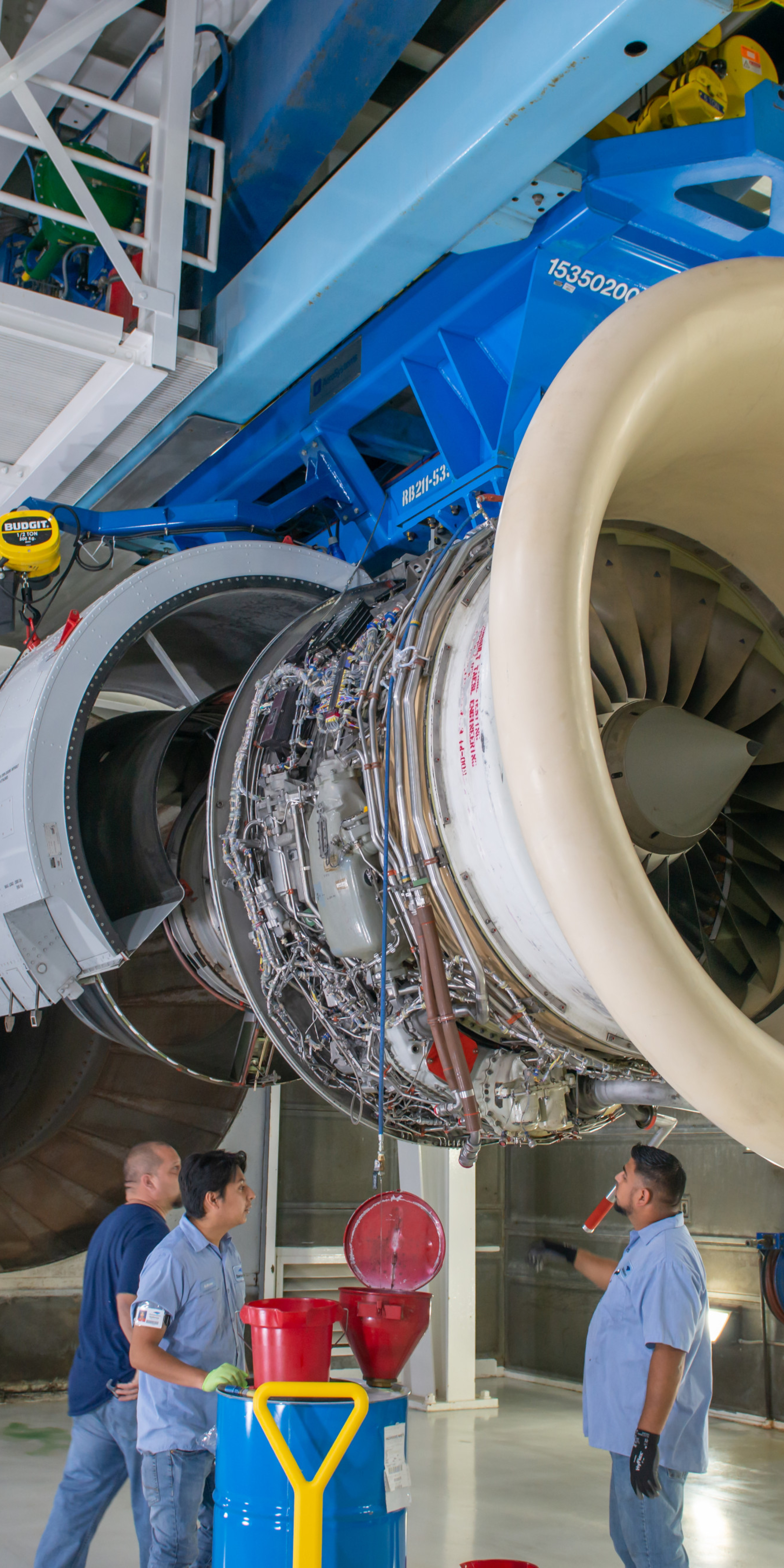 airplane engine being built