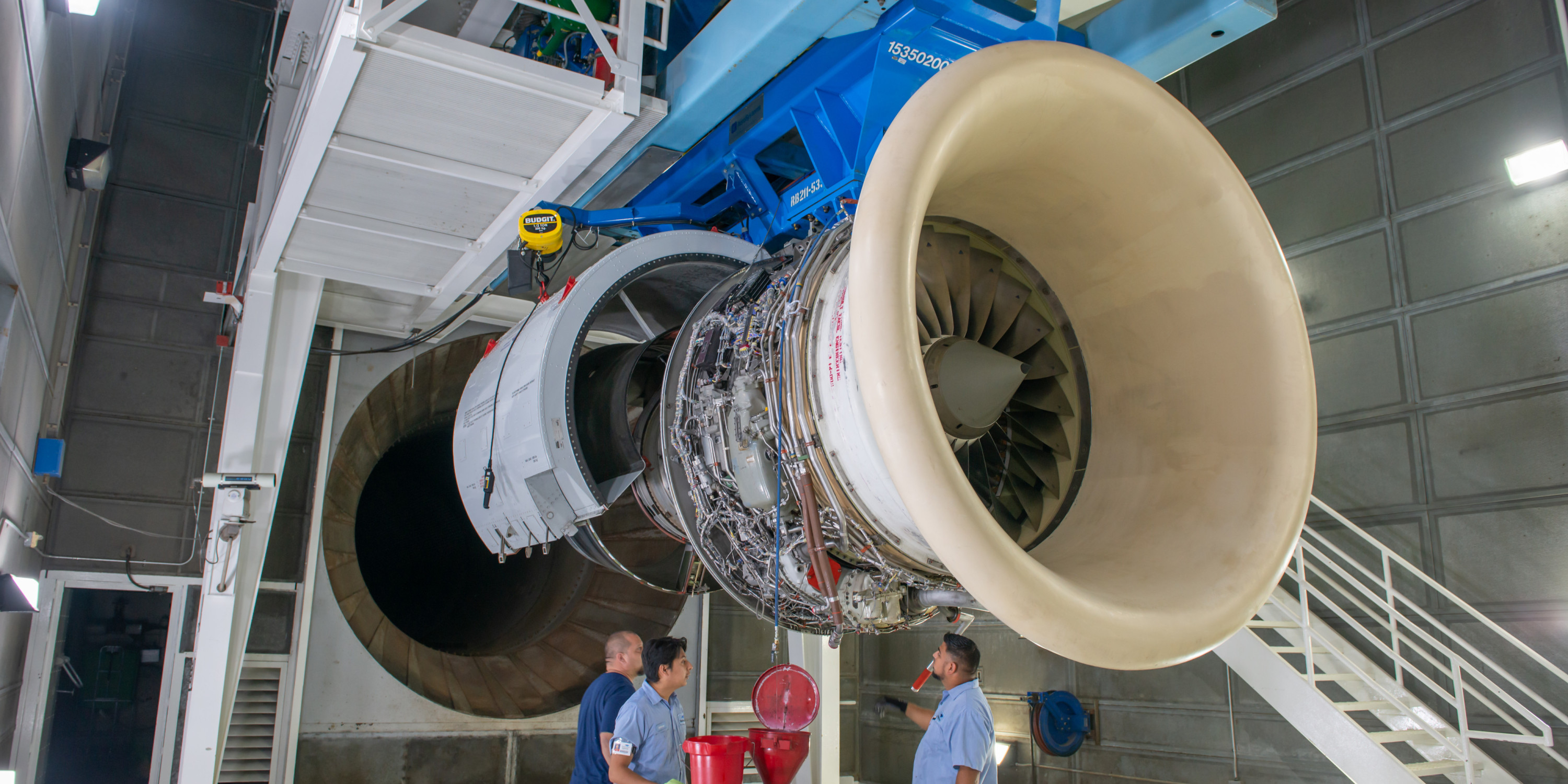 airplane engine being built